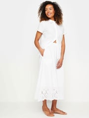 M&Co White 100% Cotton Broderie Midi Skirt - Image 2 of 6