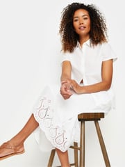 M&Co White 100% Cotton Broderie Midi Skirt - Image 4 of 6