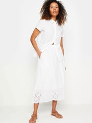 M&Co White 100% Cotton Broderie Midi Skirt - Image 5 of 6