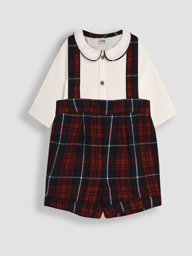 JoJo Maman Bébé Red 2-Piece Body & Checked Shorts Set - Image 1 of 6