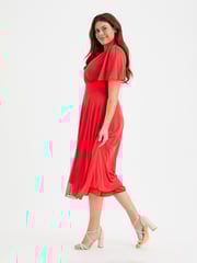 Scarlett & Jo Red Victoria Angel Sleeve Mesh Midi long Dress - Image 3 of 4