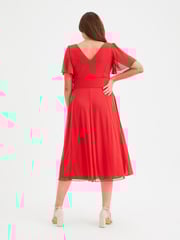 Scarlett & Jo Red Victoria Angel Sleeve Mesh Midi long Dress - Image 4 of 4