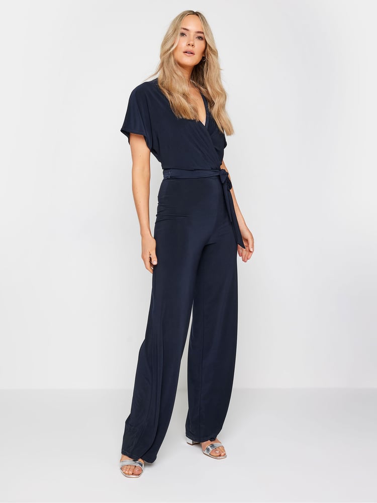Long Tall Sally Blue V-Neck Wrap Jumpsuit - Image 2 of 5