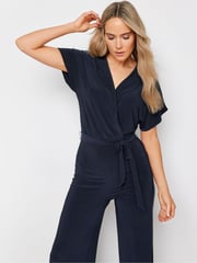 Long Tall Sally Blue V-Neck Wrap Jumpsuit - Image 4 of 5