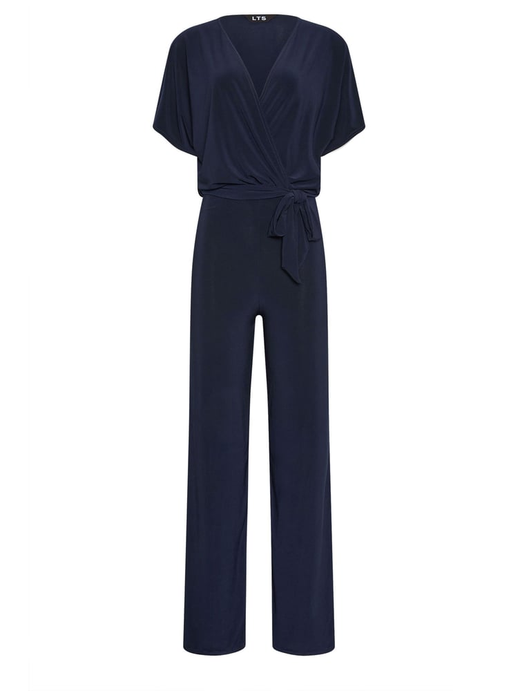 Long Tall Sally Blue V-Neck Wrap Jumpsuit - Image 5 of 5