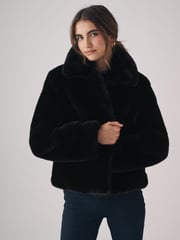 The Set Black Boxy Faux Fur Coat - Image 1 of 8