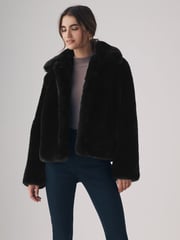 The Set Black Boxy Faux Fur Coat - Image 2 of 8