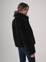 The Set Black Boxy Faux Fur Coat - Image 4 of 8