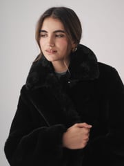 The Set Black Boxy Faux Fur Coat - Image 6 of 8