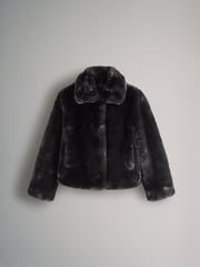The Set Black Boxy Faux Fur Coat - Image 7 of 8