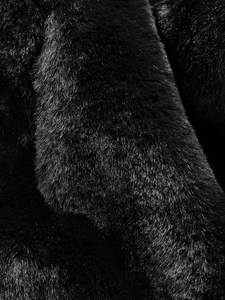 The Set Black Boxy Faux Fur Coat - Image 8 of 8