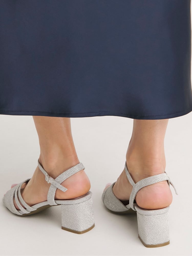 Simply Be Silver Halter Back Sandals - Image 2 of 5