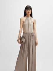 BOSS Natural Plissé Pleat Belt Sleeveless Jumpsuit - Image 1 of 5