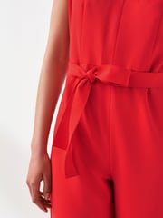 VILA Red Tie Waist Smart Jumpsuit - Image 4 of 6