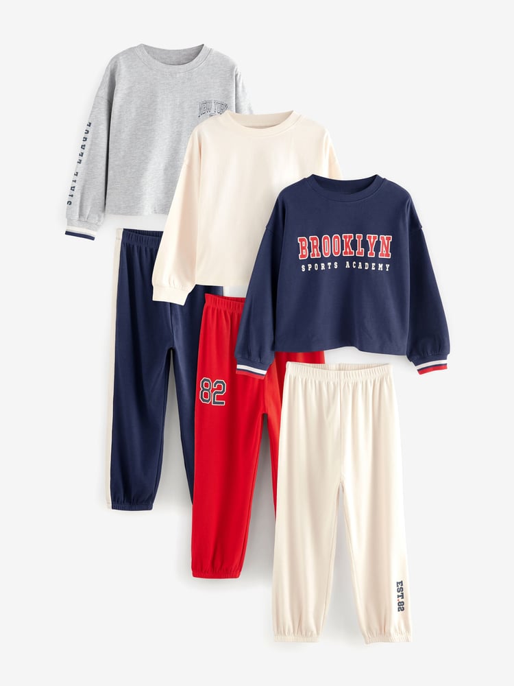 Red/Blue Jogger Pyjamas 3 Pack (3-16yrs) - Image 2 of 12