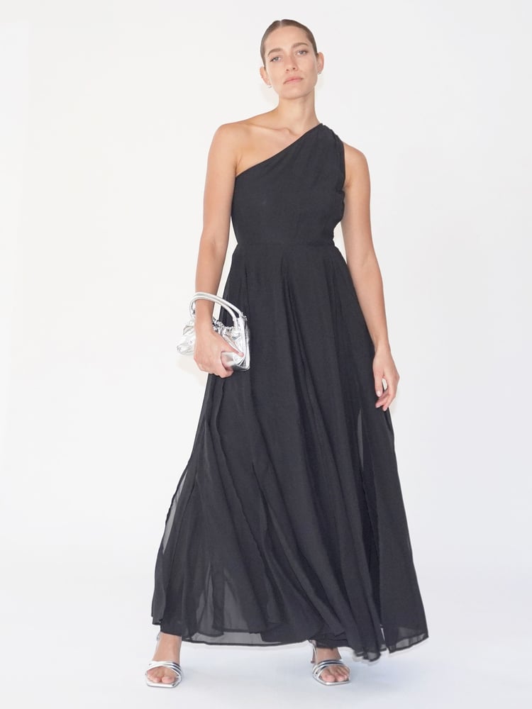 Religion Black Sheer One Shoulder Maxi Dress With Full Skirt - Image 1 of 6