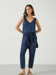 Hush Blue Cropped Jersey Jumpsuit - Image 1 of 5
