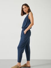Hush Blue Cropped Jersey Jumpsuit - Image 4 of 5