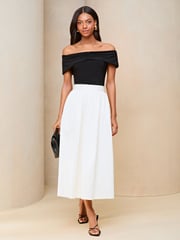 Lipsy Black Ruched Front Bardot Top - Image 3 of 4