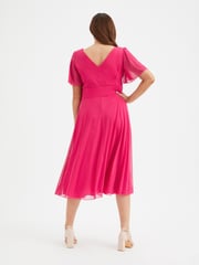 Scarlett & Jo Pink Victoria Angel Sleeve Mesh Midi long Dress - Image 4 of 4
