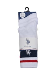 U.S. Polo Assn. White Brand Stripe Sports 100% Cotton Socks 3 Pack - Image 2 of 3