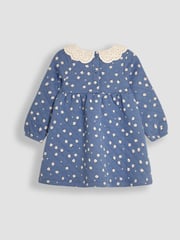 JoJo Maman Bébé Blue Daisy Floral Broderie Collar Quilted Dress - Image 2 of 3