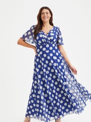 Scarlett & Jo Blue Isabelle Angel Sleeve Maxi Dress - Image 1 of 4