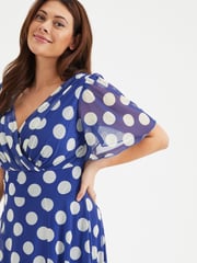 Scarlett & Jo Blue Isabelle Angel Sleeve Maxi Dress - Image 2 of 4
