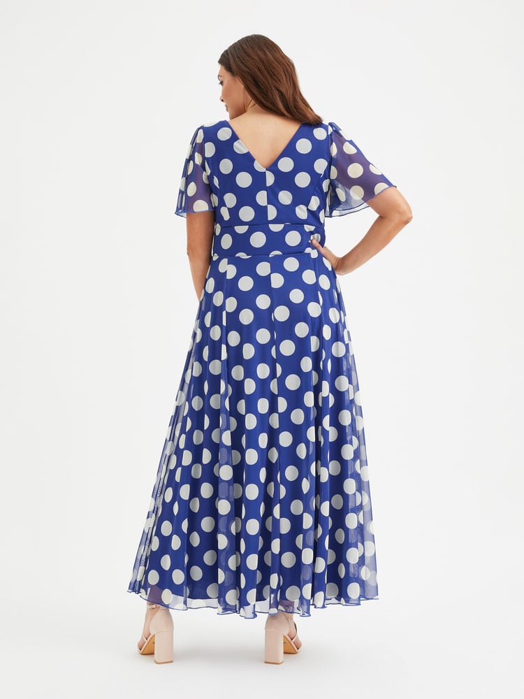 Scarlett & Jo Blue Isabelle Angel Sleeve Maxi Dress - Image 4 of 4