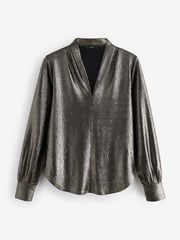 Gold Long Sleeve Shimmer V-Neck Blouse - Image 5 of 6