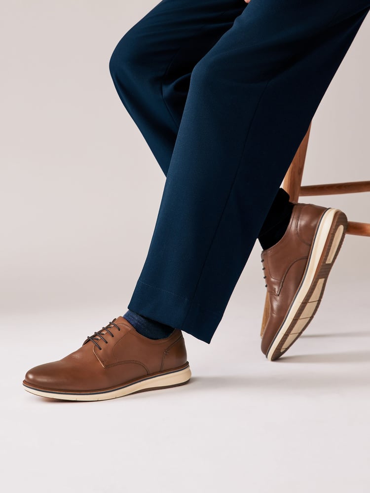 Tan/Brown Leather Derby Shoes - Image 1 of 7