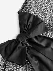 Black Sequin Mesh Bow Back Blouse - Image 7 of 8