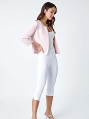 Roman Pink Pleated Textured Cropped Jacket - Image 1 of 5