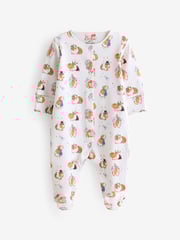 Lilac Purple Cath Kidston Floral Baby 100% Cotton Sleepsuits 3 Pack - Image 4 of 6