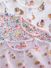 Lilac Purple Cath Kidston Floral Baby 100% Cotton Sleepsuits 3 Pack - Image 6 of 6