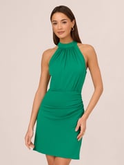 Adrianna Papell Green Short Halter Dress - Image 1 of 7