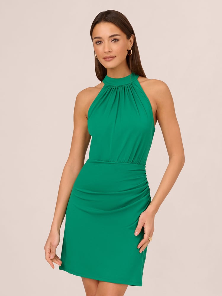 Adrianna Papell Green Short Halter Dress - Image 1 of 7