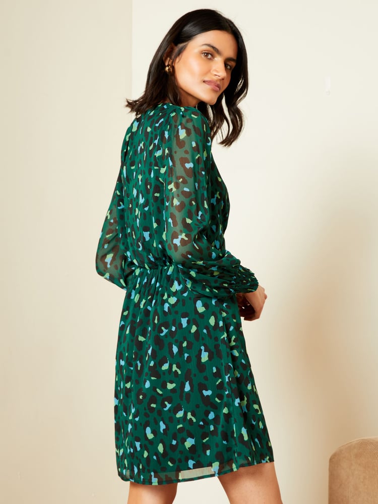 Love & Roses Green Printed Empire Long Sleeve Midi Dress - Image 2 of 5
