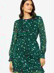 Love & Roses Green Printed Empire Long Sleeve Midi Dress - Image 5 of 5