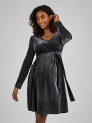 JoJo Maman Bébé Charcoal Sparkle V-Neck Maternity Mini Dress - Image 3 of 5