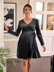 JoJo Maman Bébé Charcoal Sparkle V-Neck Maternity Mini Dress - Image 5 of 5