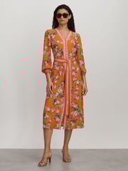 Raishma Silk Belted Midi Dress - Image 1 of 5