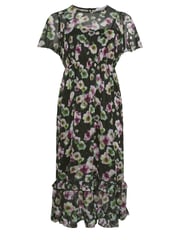 Yours Curve Black LONDON Floral Print Maxi Smock Dress - Image 5 of 5
