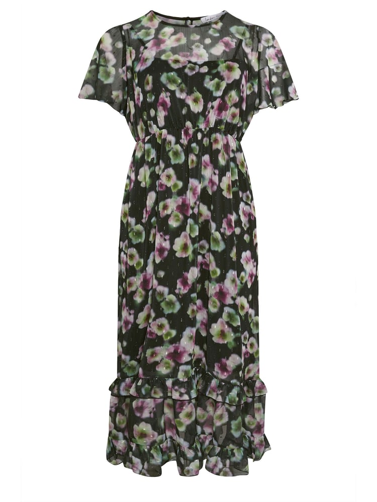 Yours Curve Black LONDON Floral Print Maxi Smock Dress - Image 5 of 5