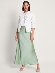 Monsoon Green Sofia Satin Maxi Skirt - Image 1 of 5