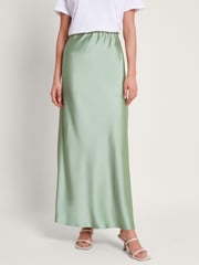 Monsoon Green Sofia Satin Maxi Skirt - Image 3 of 5