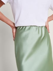 Monsoon Green Sofia Satin Maxi Skirt - Image 4 of 5