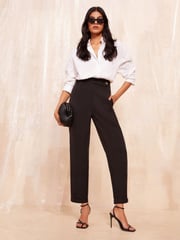 Friends Like These Black Tailored Barrel Trousers - Image 1 of 4