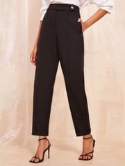 Friends Like These Black Tailored Barrel Trousers - Image 2 of 4