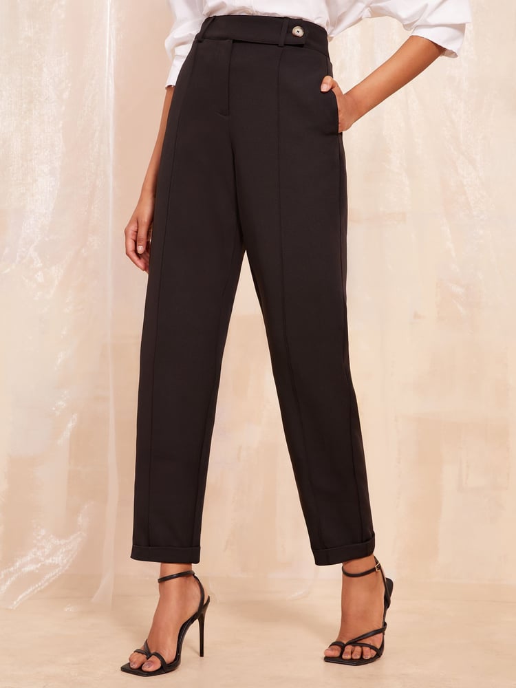Friends Like These Black Tailored Barrel Trousers - Image 2 of 4 Friends Like These Black Tailored Barrel Trousers - Image 2 of 4